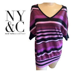 NWT NY & CO Striped Dolman Sleeves Sweater Size Medium